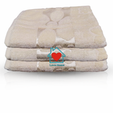 Set 3 Prosoape de Corp/Față, Bumbac 100%, Model Floral, 420 g/m², Bej